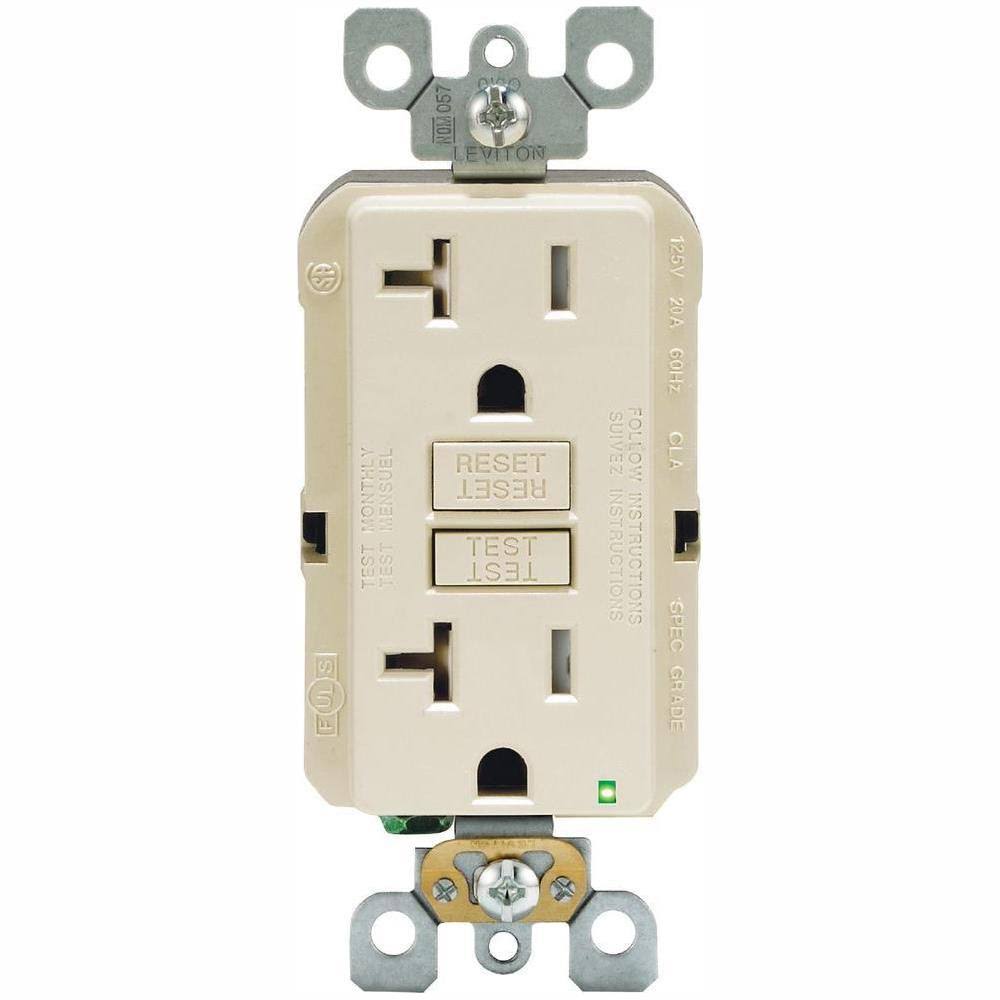 20 Amp 125-Volt Tamper Resistant GFCI Outlet, Light Almond (3-Pack) L423