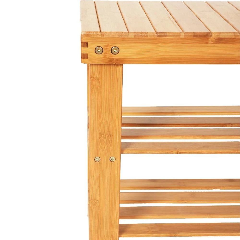 Natural Bamboo Shoe Bench Shoe Rack Organizer E453