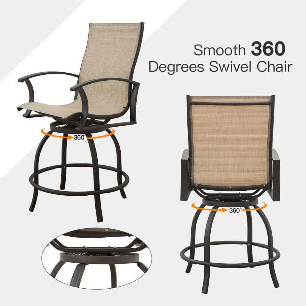 3 Piece Swivel Bar Stools and Table Patio Bistro Set E74928