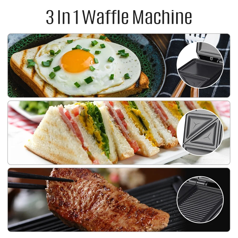 1400W Non-Stick 3in1 Electric Grill Waffle Maker G6968