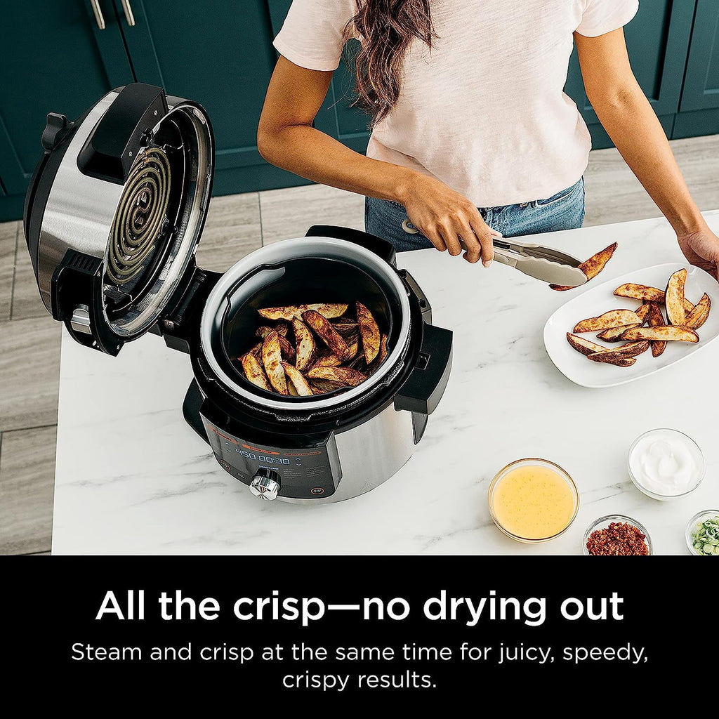 Open Box 8 Qt Pressure Cooker Steam Fryer with SmartLid Silver T22067