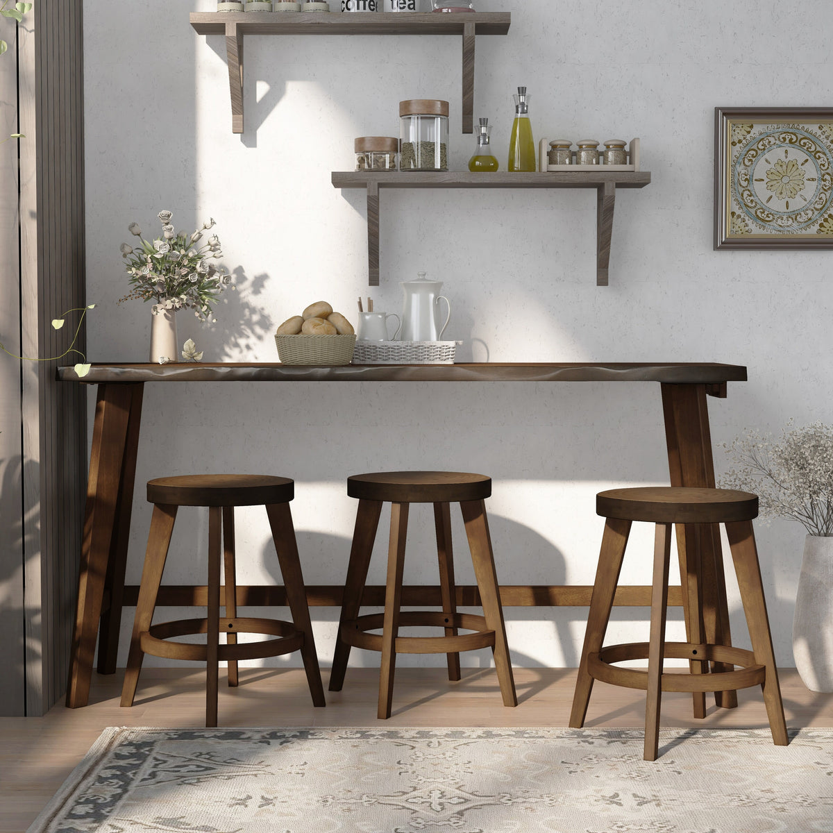 Walnut Wood 4-Piece Counter Height Table Set H83718