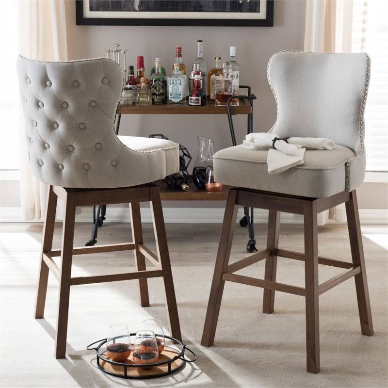 Swivel Barstool in Light Beige (Set of 2) Z16566