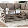 Glass Top Slatted Coffee Table Y42096