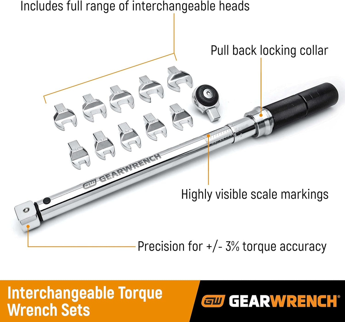 12 Pc. 3/8" Drive SAE Open End Interchangeable Torque Wrench Set Y289