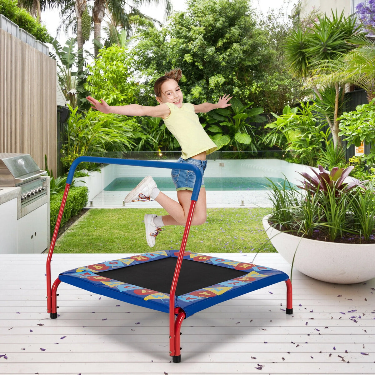 36'' Kids Square Trampoline with Foam Handrail P37783