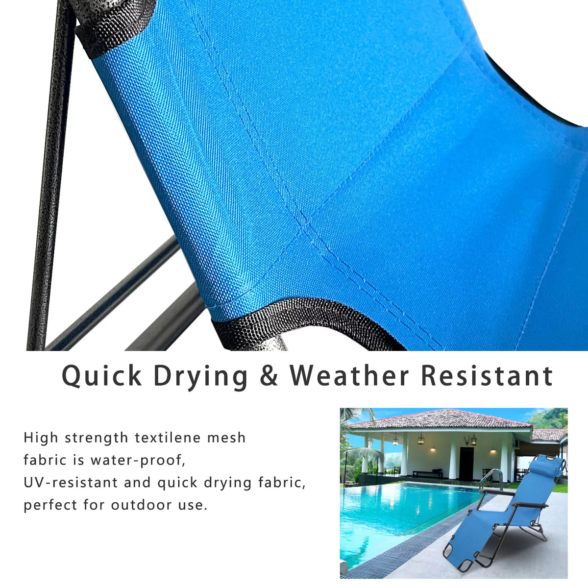 Blue Folding Beach Chair with Pillow X68075