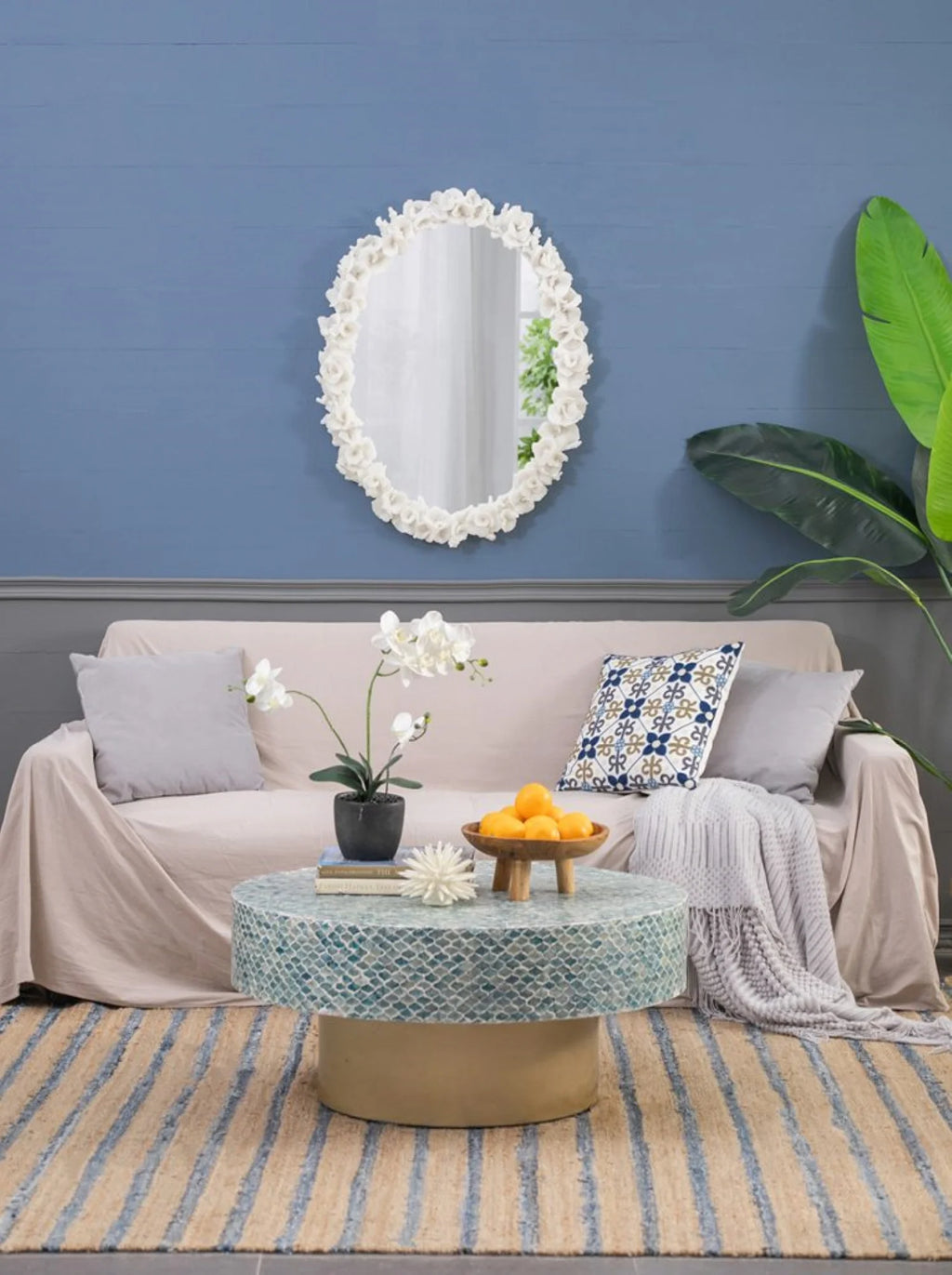 White Oval Wall Mirror H93868