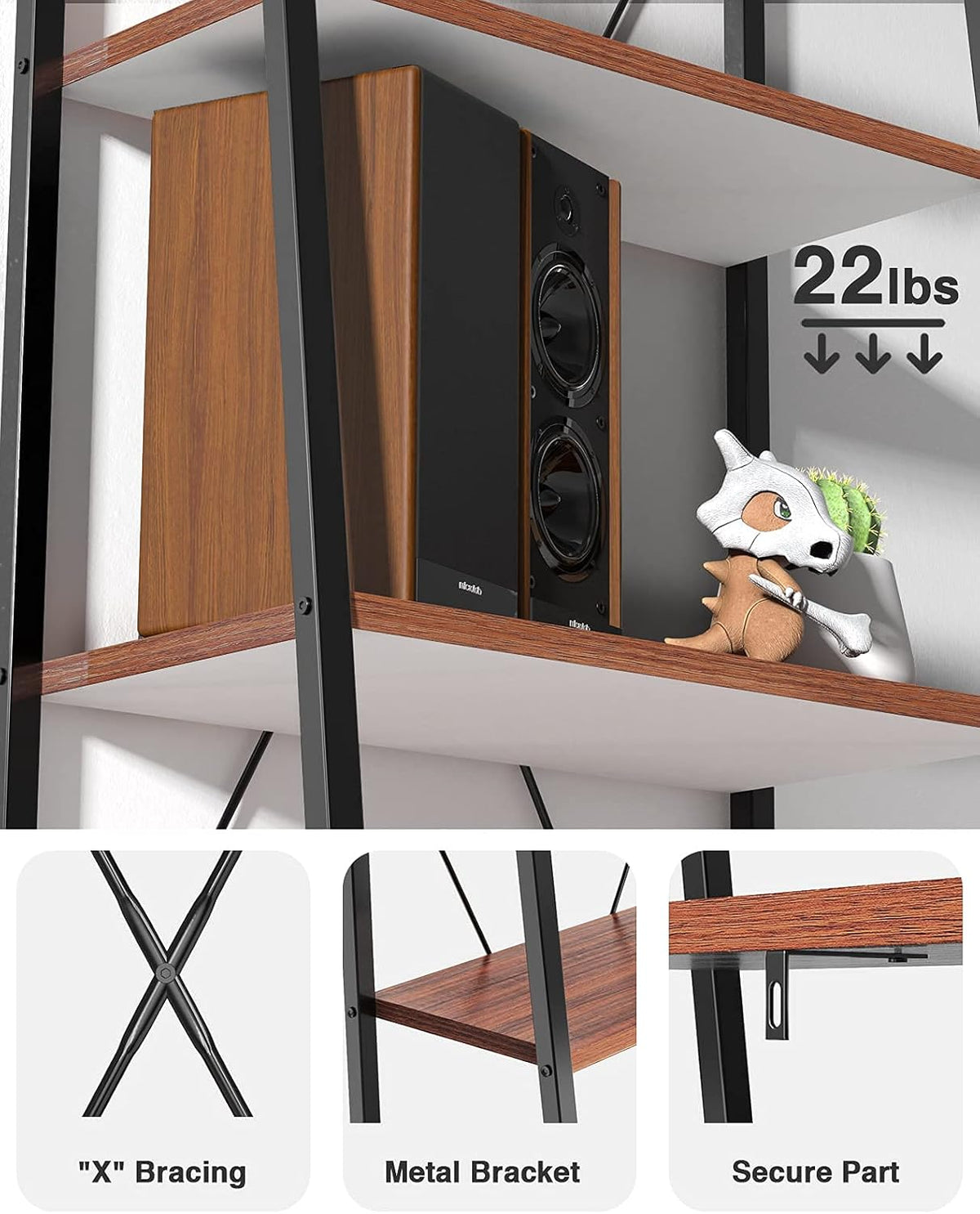 4-Tier Industrial Ladder Bookcase P9823