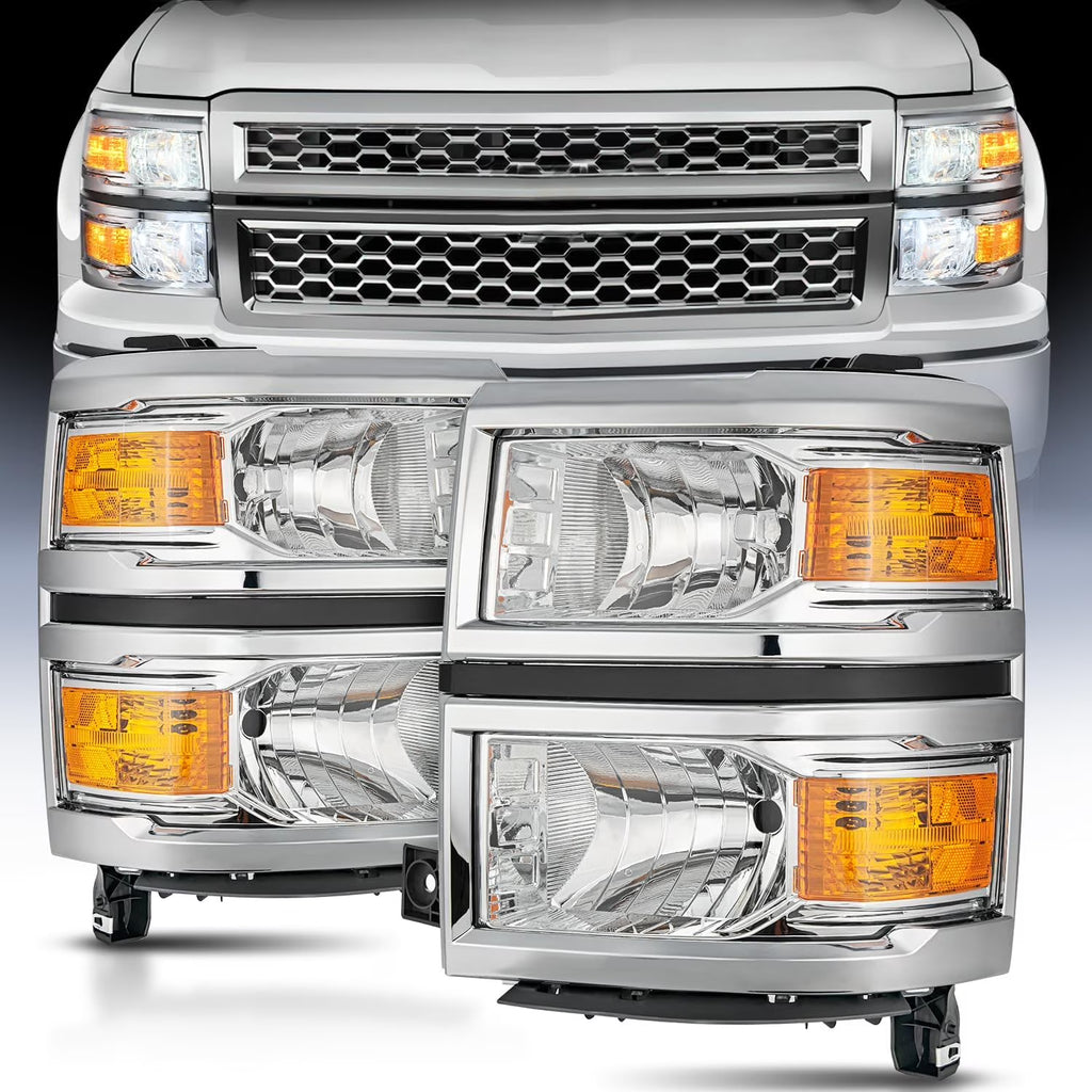 Chrome Housing Amber Reflector Headlight Assembly N3687