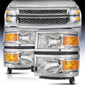 Chrome Housing Amber Reflector Headlight Assembly N3687