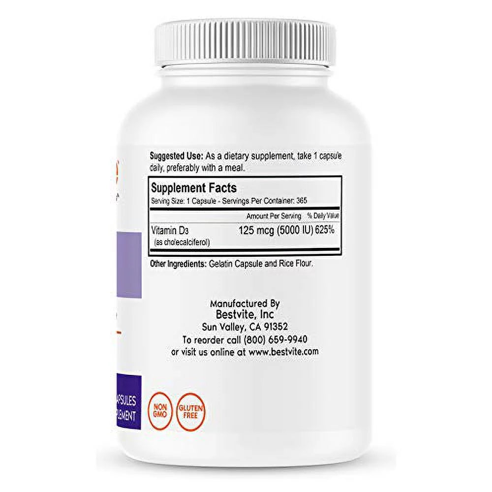 Vitamin D3 5000 IU 365 Capsules R87363