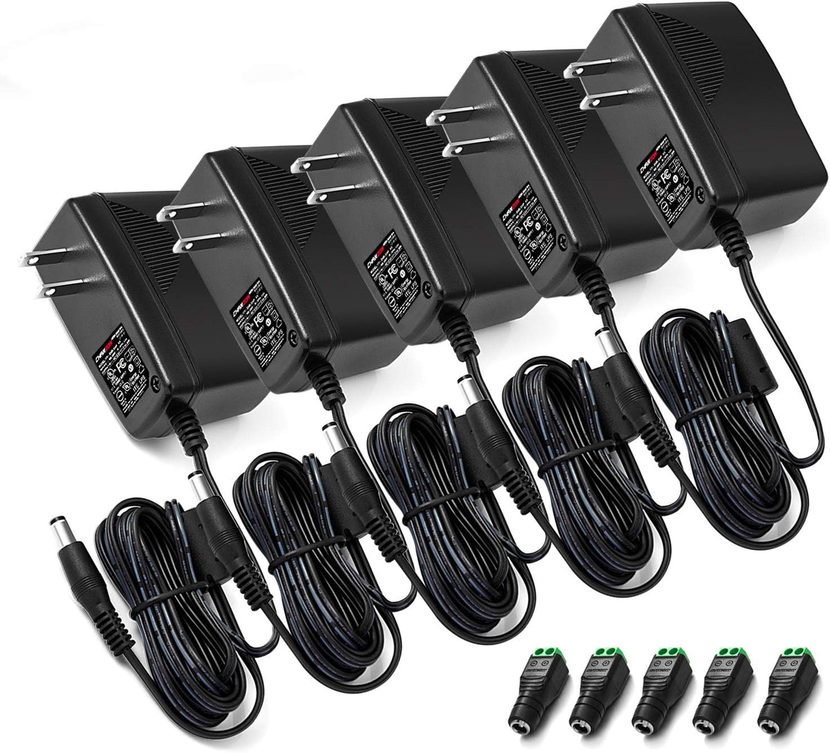 12V 2A 24W AC DC Switching Power Supply Adapter 5-Pack Q842286