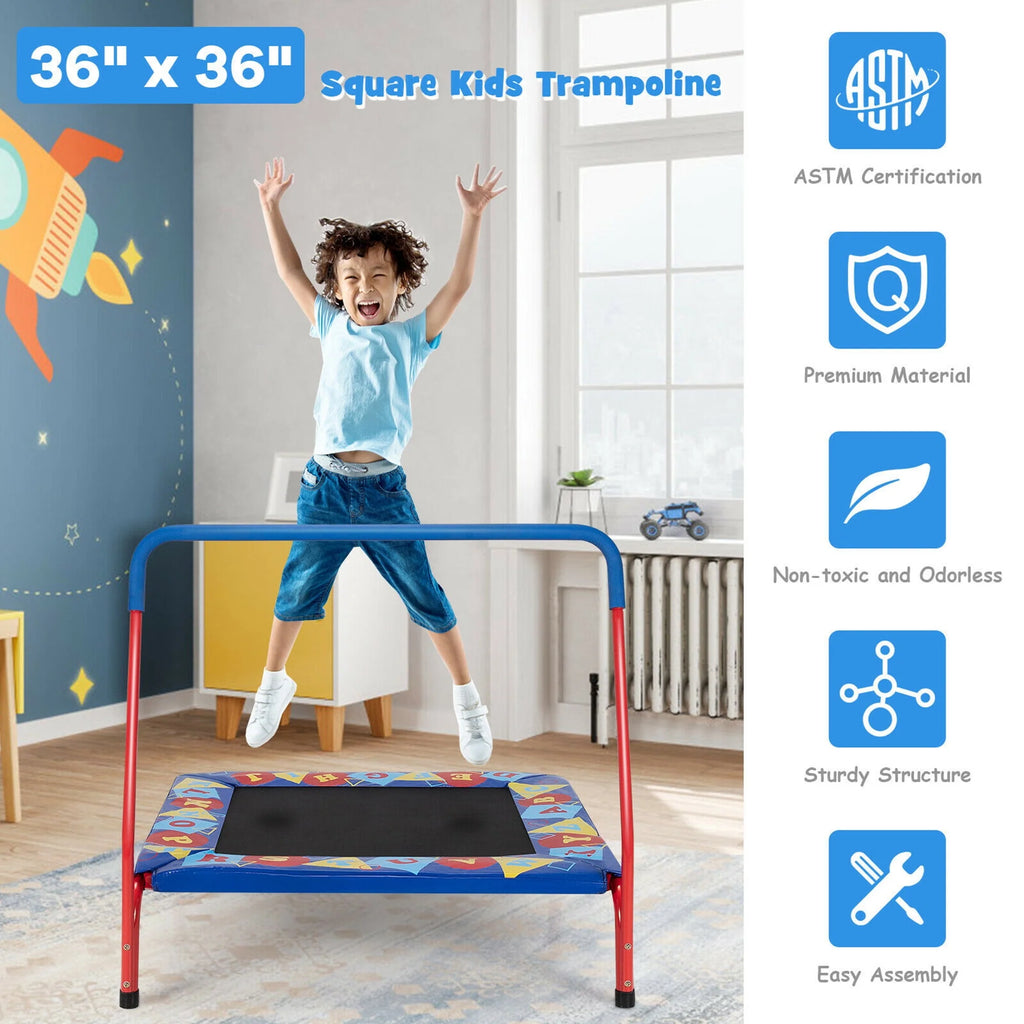 36'' Kids Square Trampoline with Foam Handrail P37783