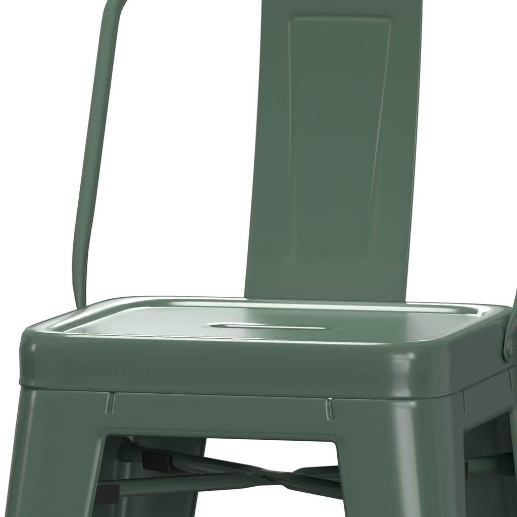 Sage Green Industrial Metal Counter Stool Set of 4 Q665