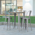 Indoor/Outdoor Bar Top Table Brown Resin Silver Steel M466951