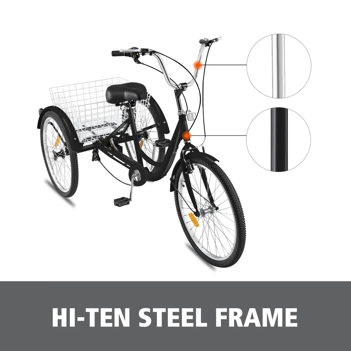24 1-Speed 3 Wheel Adult Tricycle with Basket Y53424