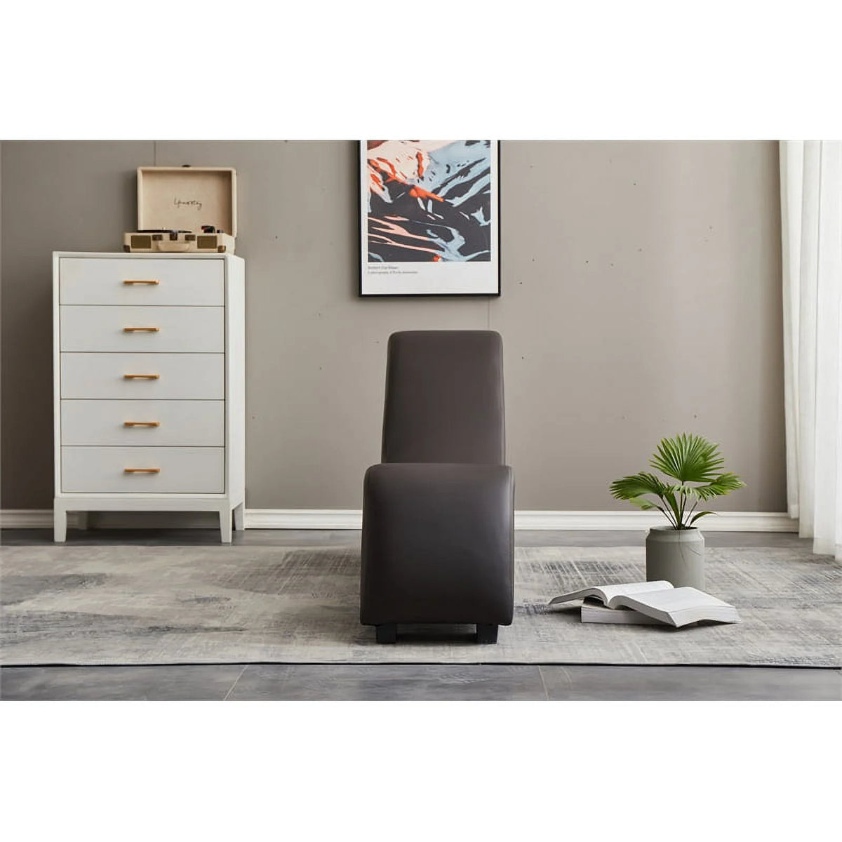 Brown Faux Leather Chaise U662