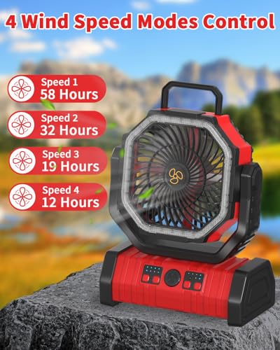 Battery Operated Portable Oscillating Fan with LED Lantern Light 20000mAh Rechargeable X358