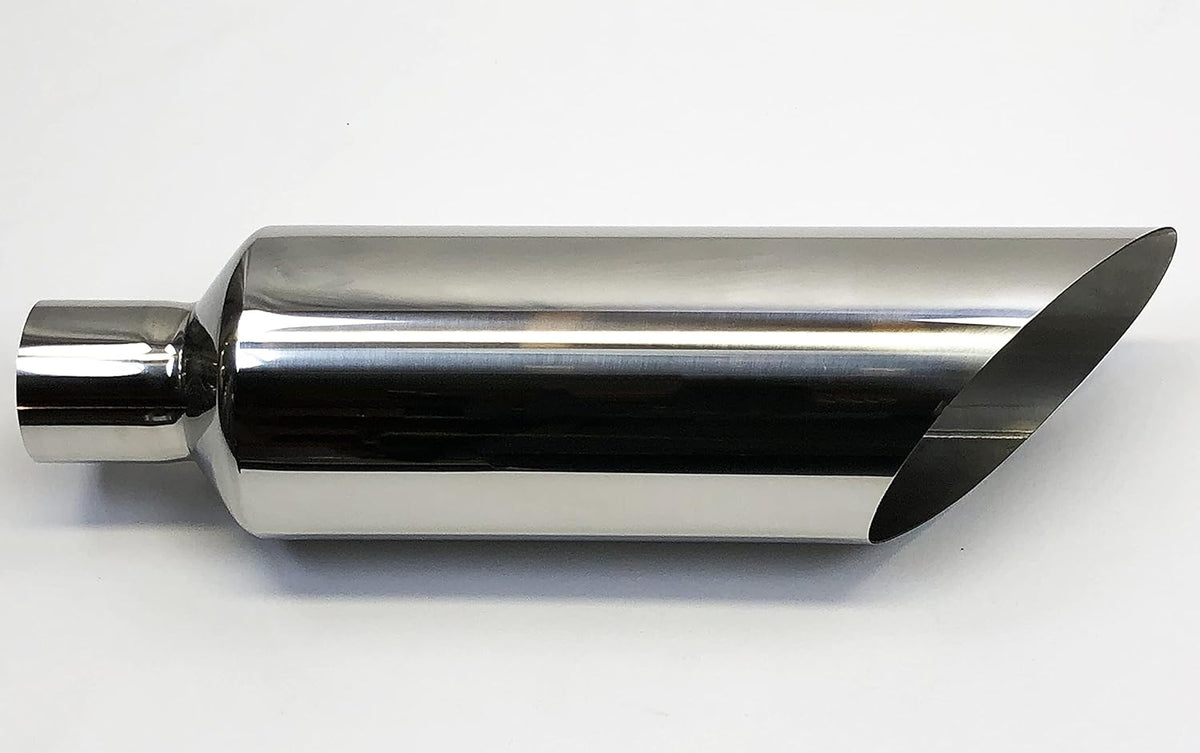 Polished Stainless Slant Exhaust Tip 6.00" X 18.00" Long 2.50" Inlet H640