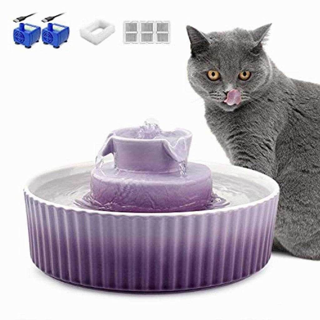 Ceramic Cat Water Fountain, 2.1 L Drinking Fountain Bowl D630