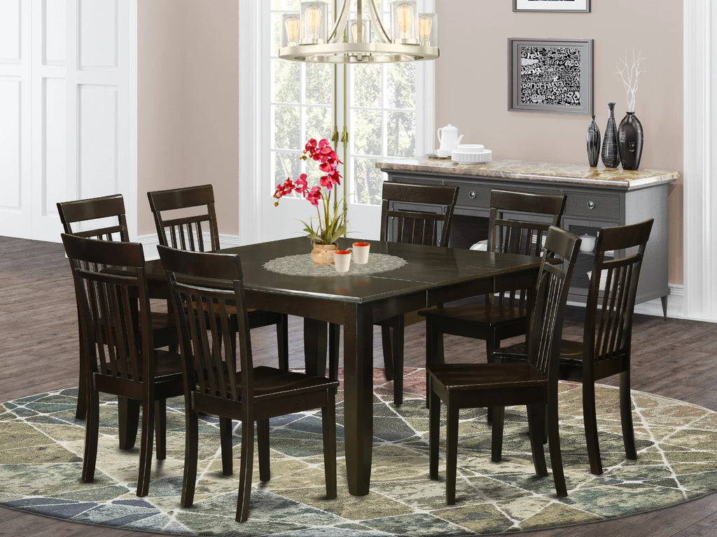 9-piece Cappuccino Dining Set with Wood Chairs B550669