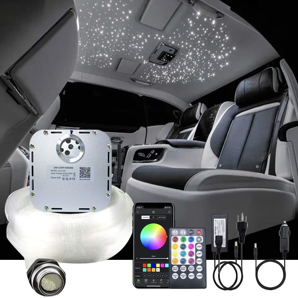 32W RGBW Fiber Optic Lights Kit with 1000pcs 0.75mm 16.4ft Fiber Strands B386464