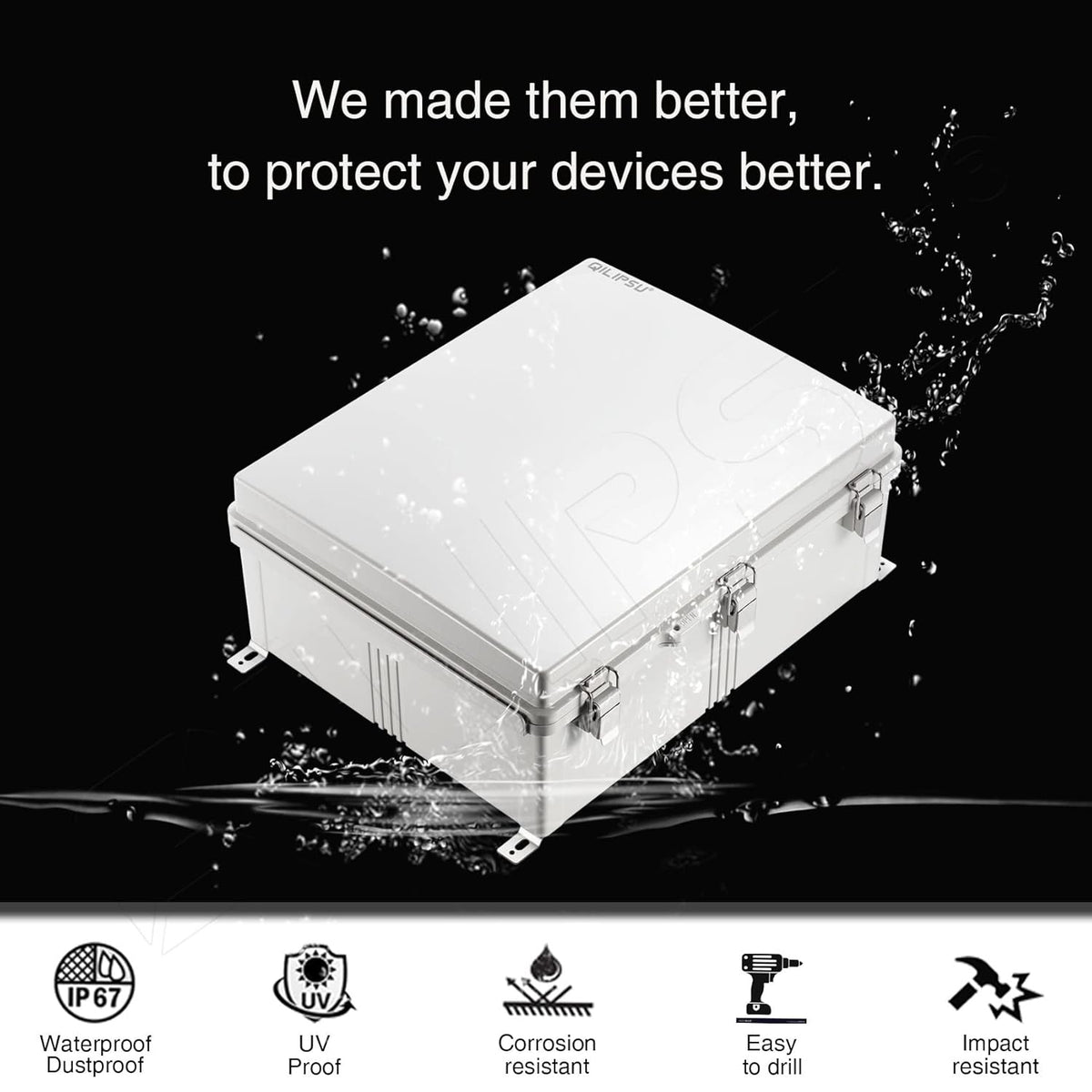 Junction Box with Mounting Plate, IP67 Waterproof ABS Plastic Grey Y762168