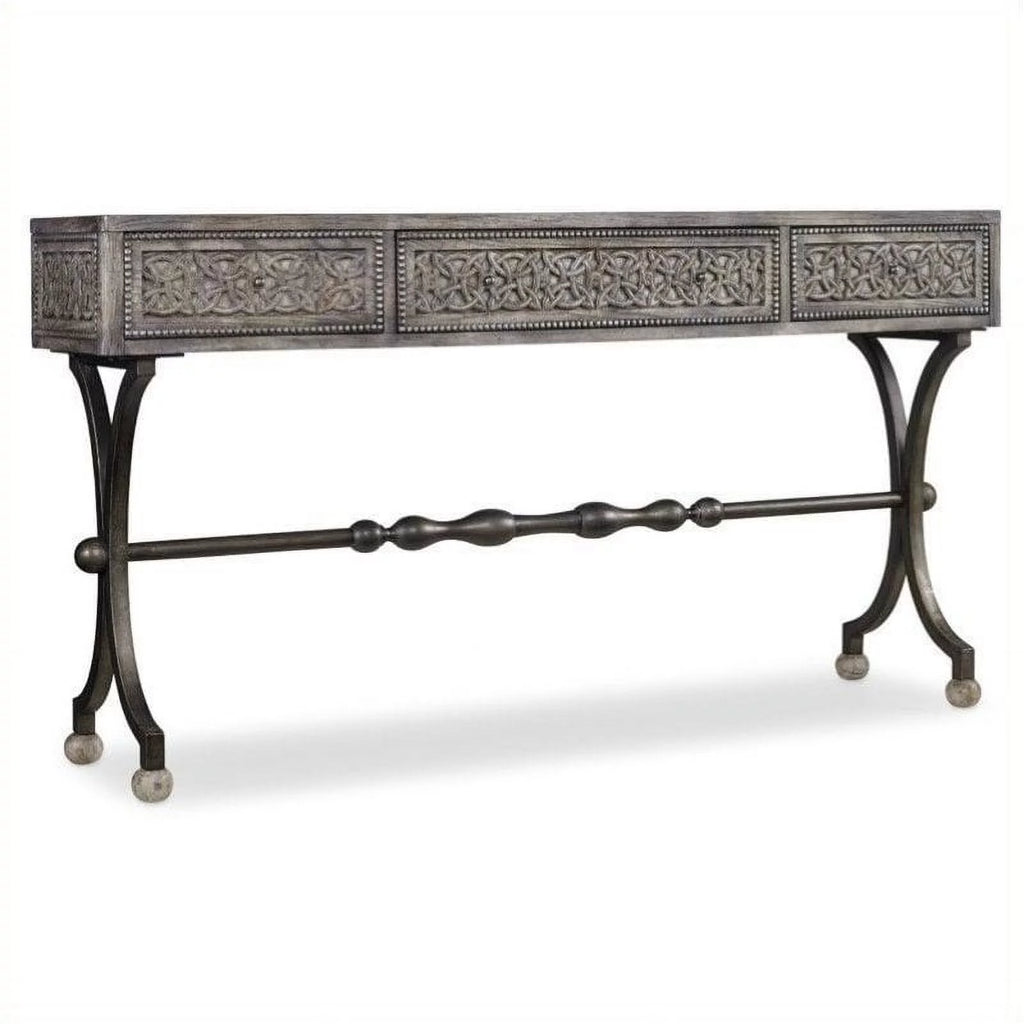 3 Drawer Wood & Metal Console Table H51514