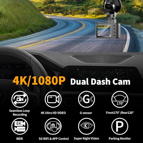 4K Dual Channel Dash Cam with 64GB Card D472797