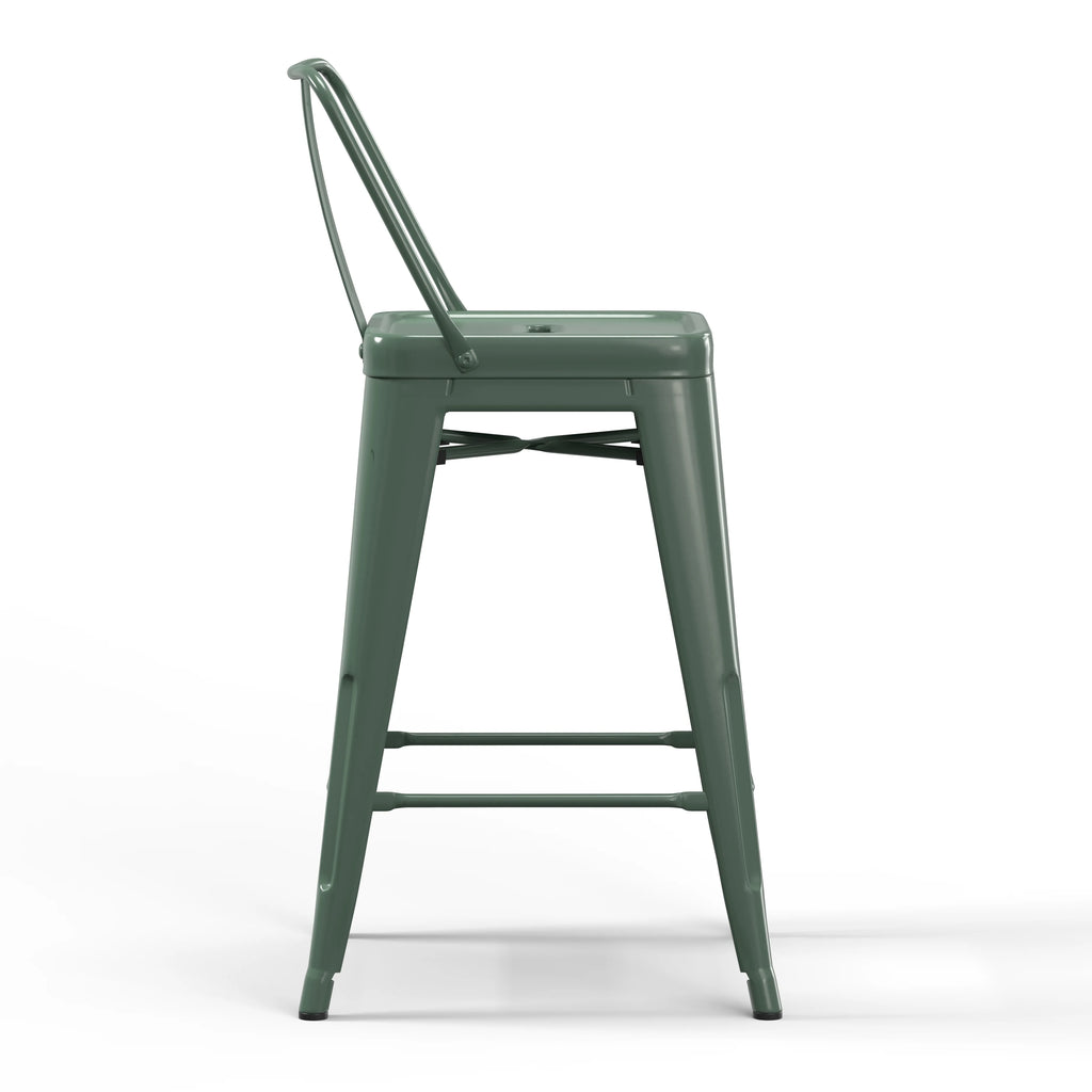 Sage Green Industrial Metal Counter Stool Set of 4 Q665