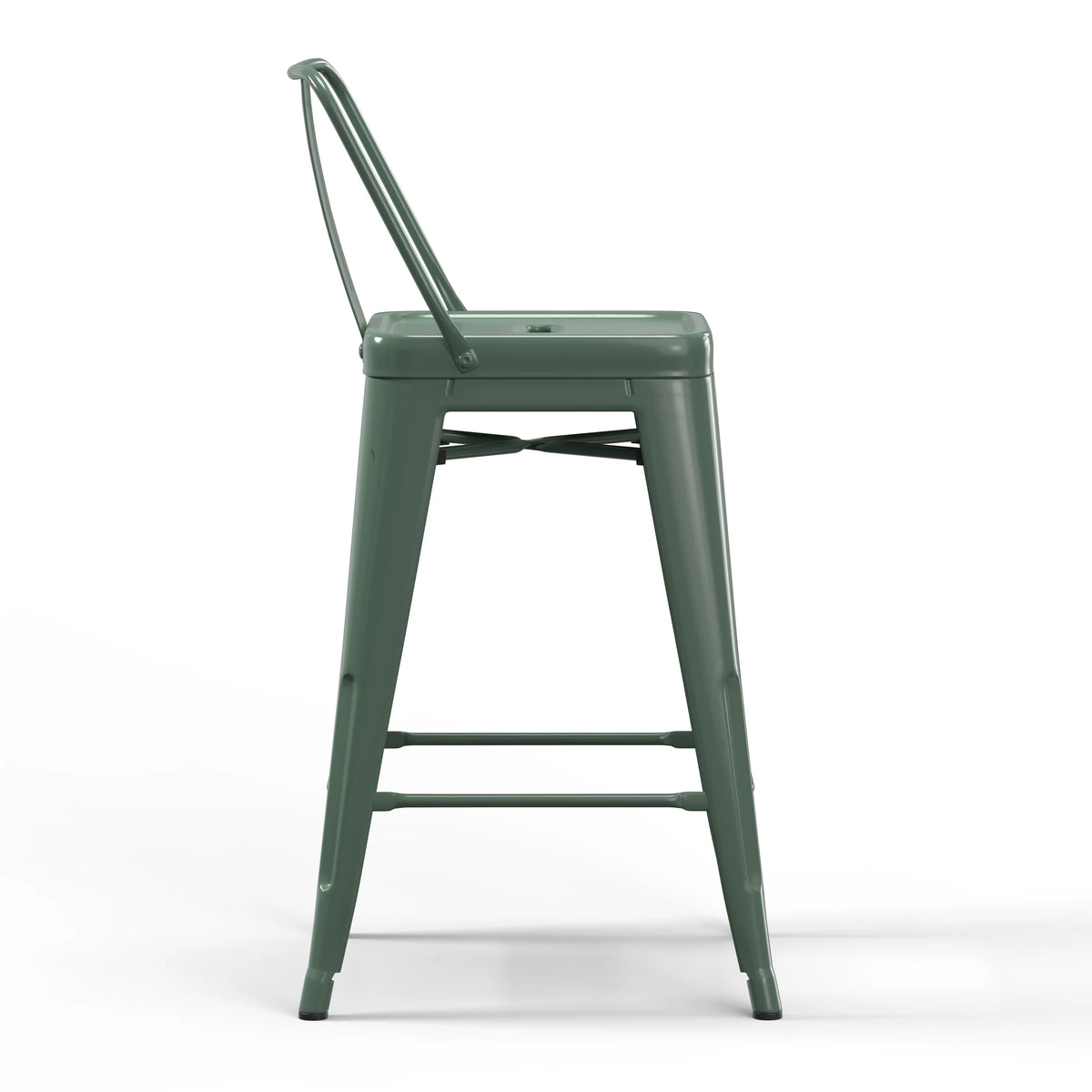 Sage Green Industrial Metal Counter Stool Set of 4 Q665