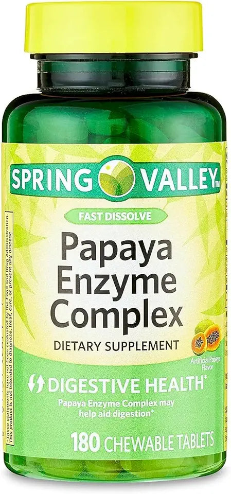 Chewable Papaya Enzyme Tablets Dietary Supplement, 180 Count B330638