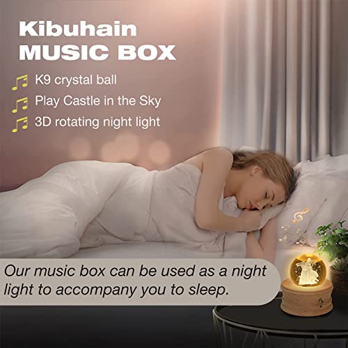 3D Crystal Ball Music Box with LED Light and Rotating Wooden Base A39678