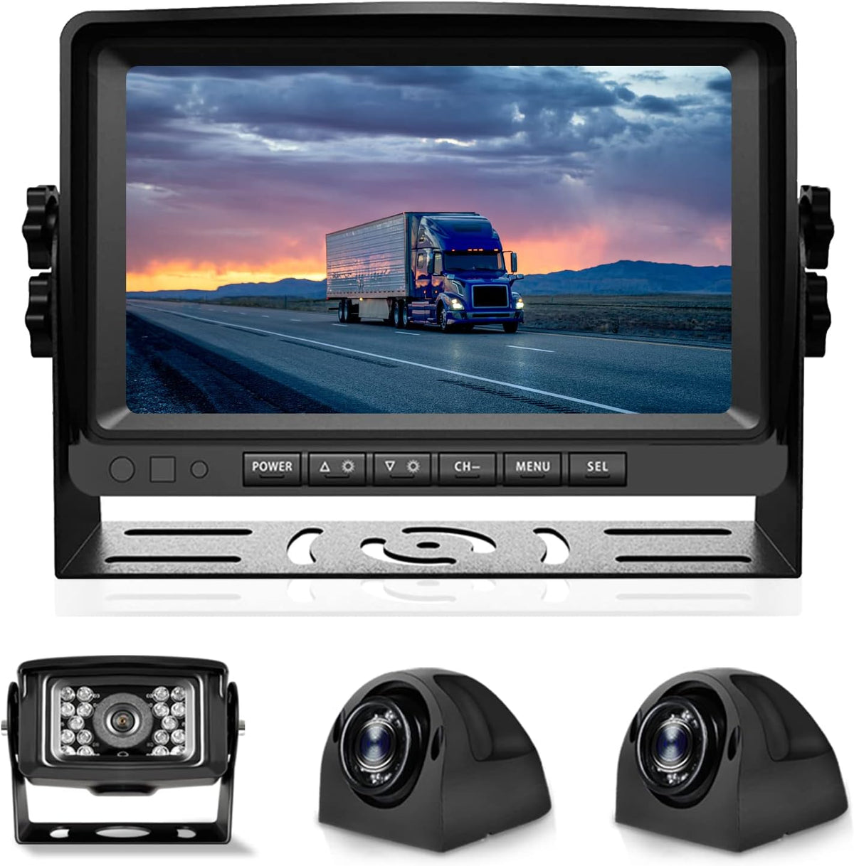 1080P 9" Wired Backup Camera System Kit with Built-in DVR, IP69 Waterproof, Split Screen, Night Vision Reversing Camera I6024