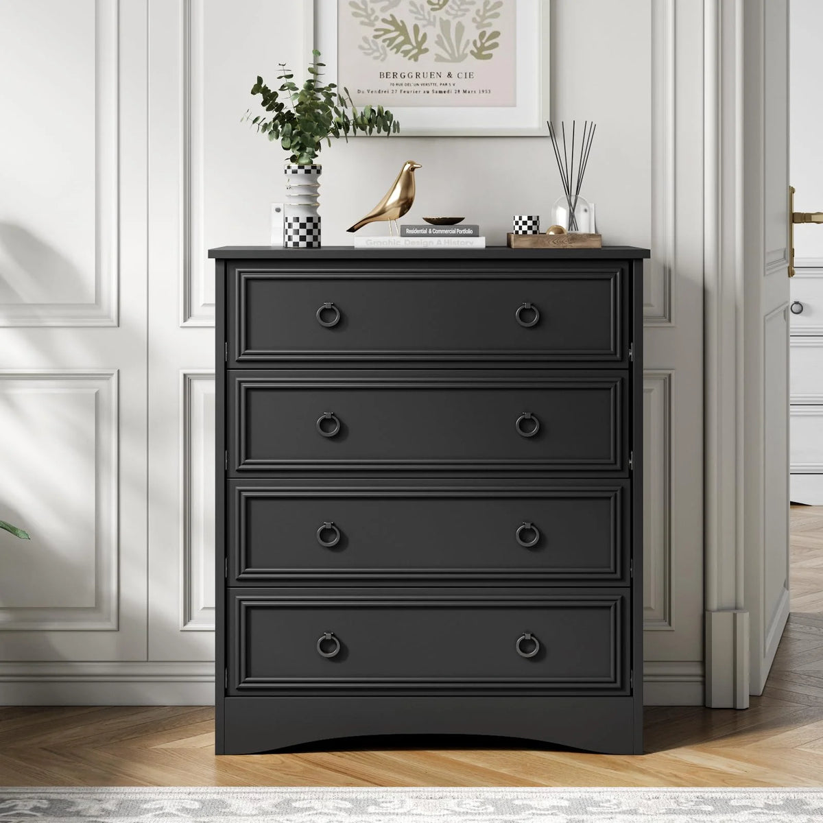 4 Drawer Gray Wood Dresser Q96905
