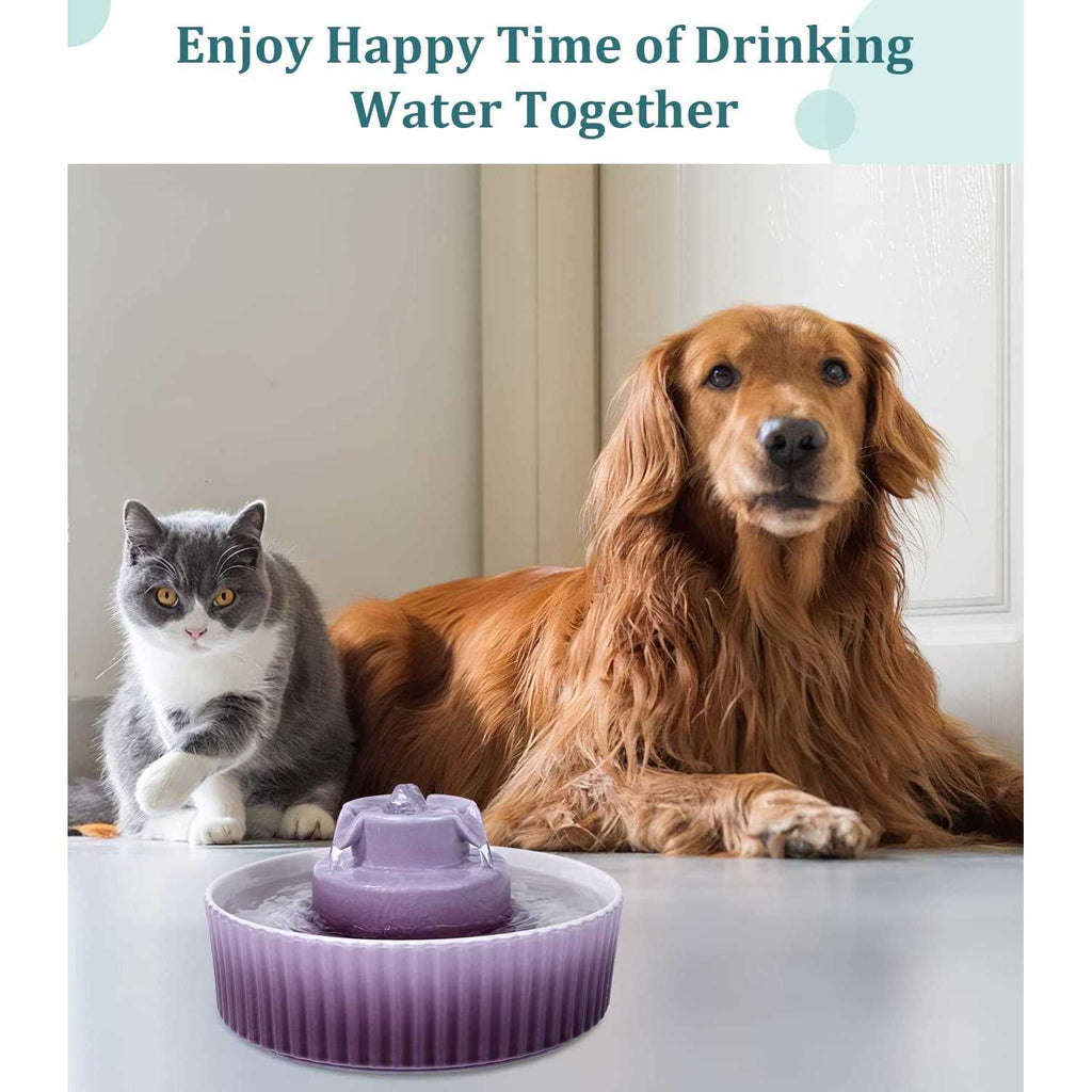 Ceramic Cat Water Fountain, 2.1 L Drinking Fountain Bowl D630