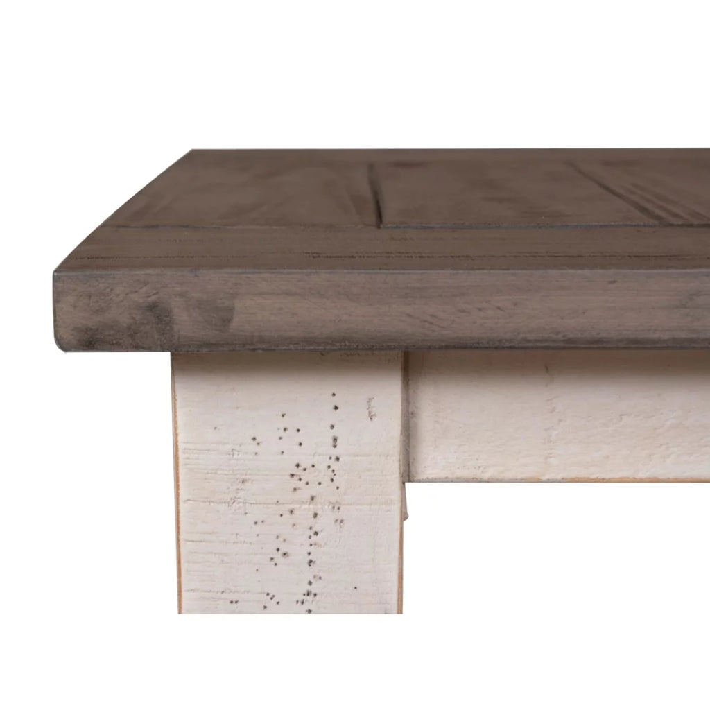 Cottage White and Brown Rectangular Wood End Table J92265
