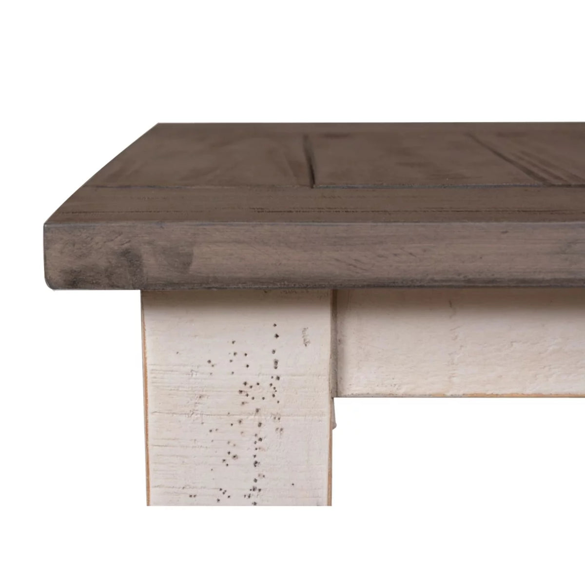 Cottage White and Brown Rectangular Wood End Table J92265