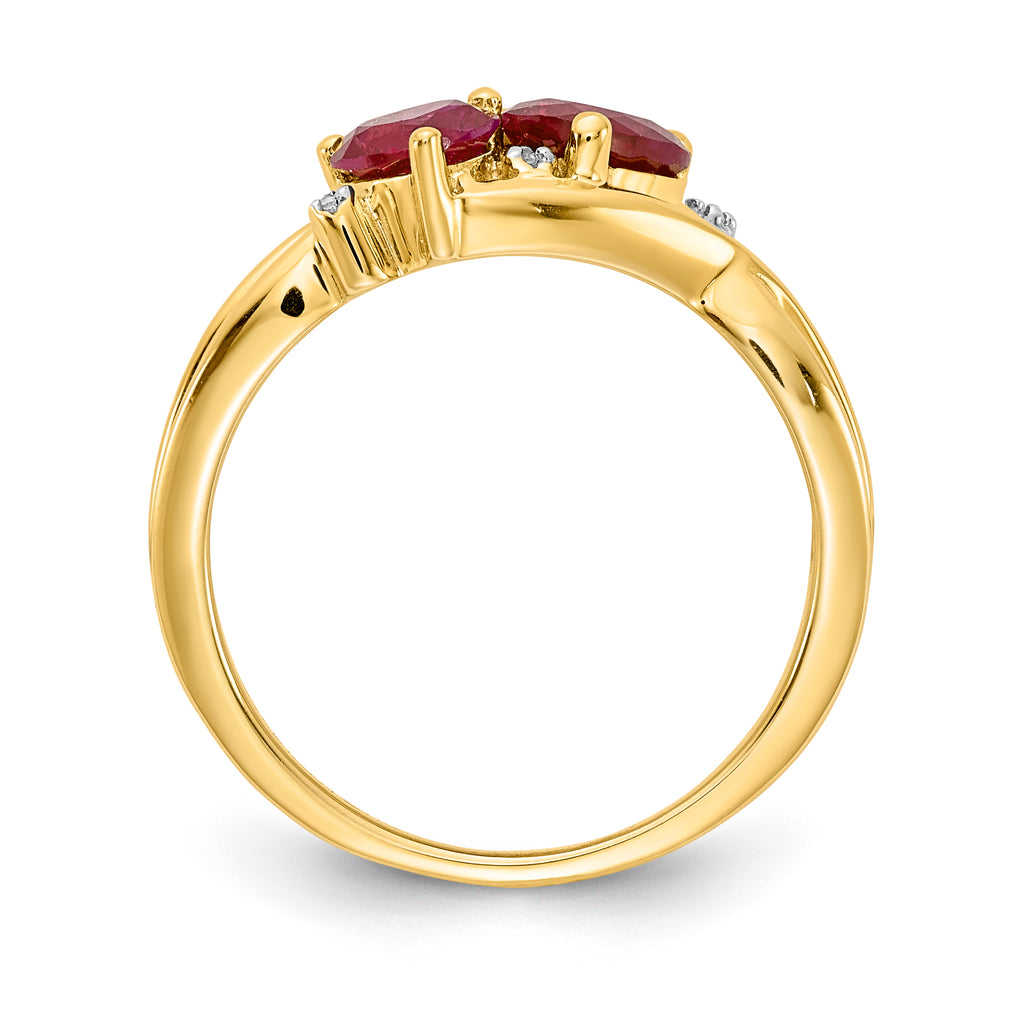 14 Karat Yellow Gold Lab Created Ruby and Diamond Ring U838391