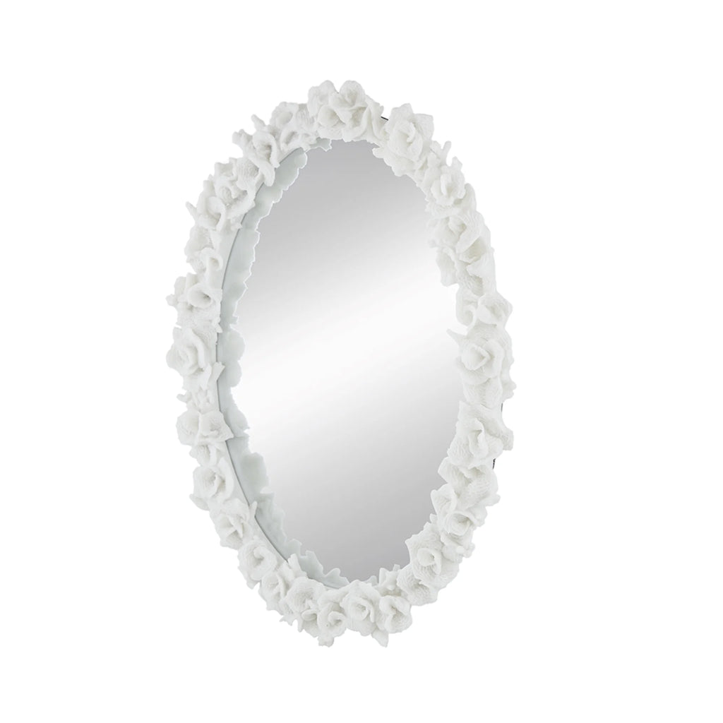 White Oval Wall Mirror H93868
