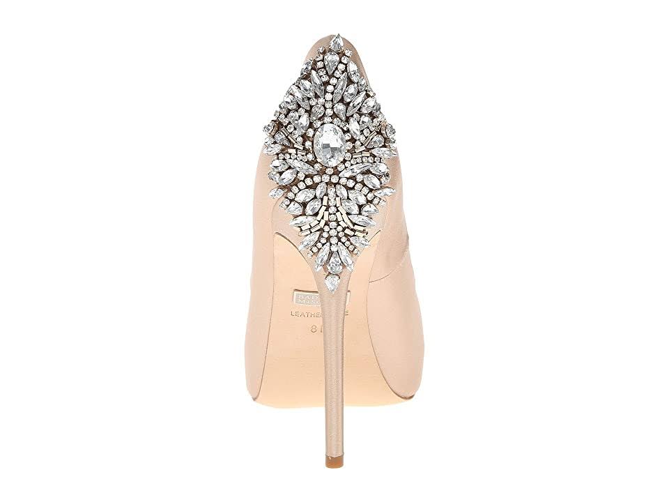 Latte Satin Embellished Peep-Toe Evening Pumps H575
