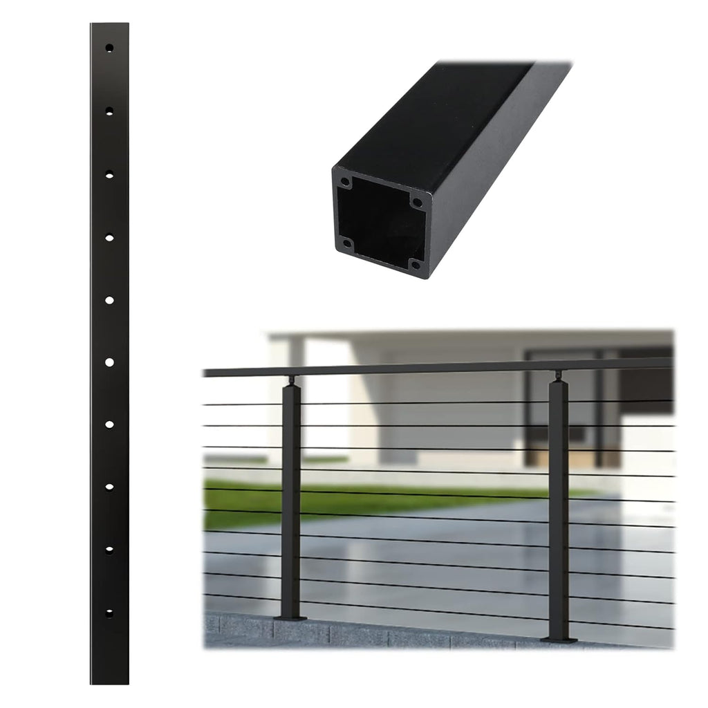 36 inch Black Aluminum Cable Railing Post E37224