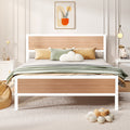 White Full Size Metal Platform Bed Frame with Headboard and Footboard A926198