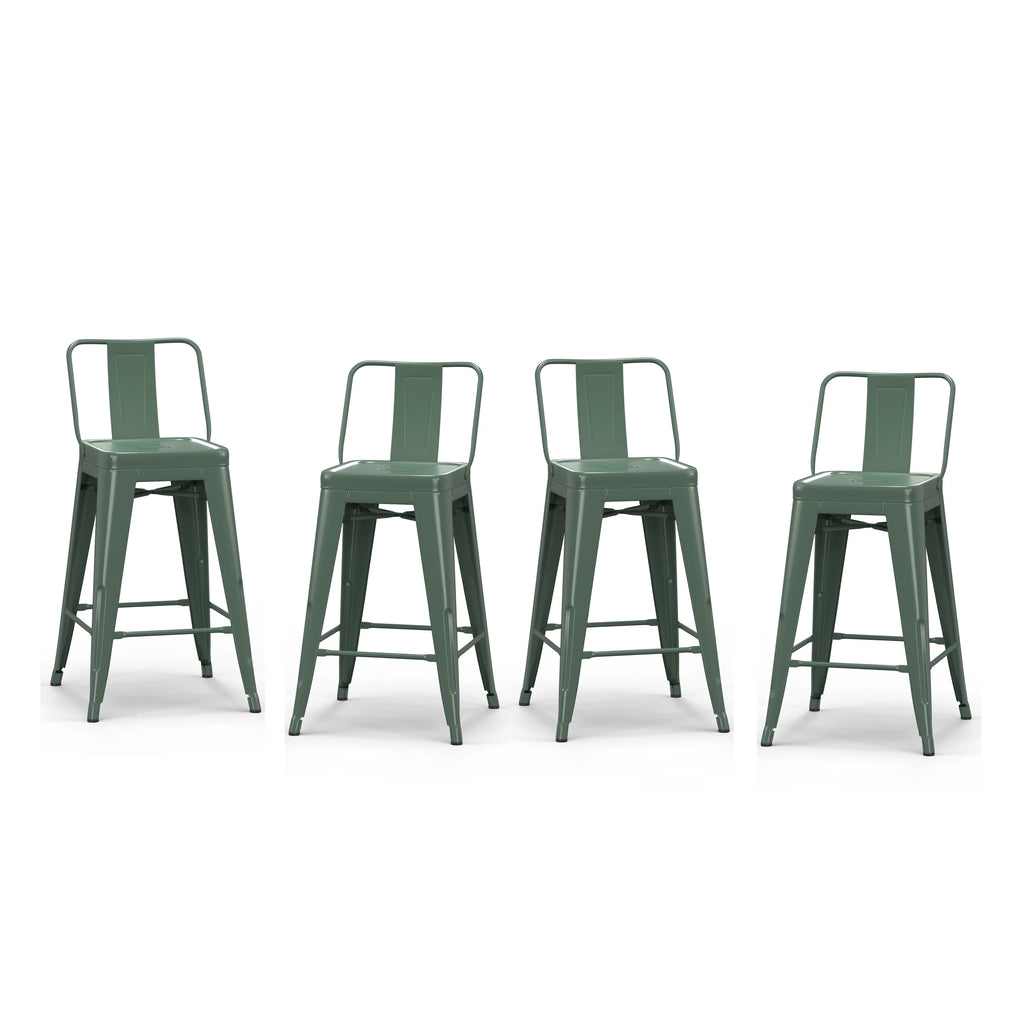 Sage Green Industrial Metal Counter Stool Set of 4 Q665