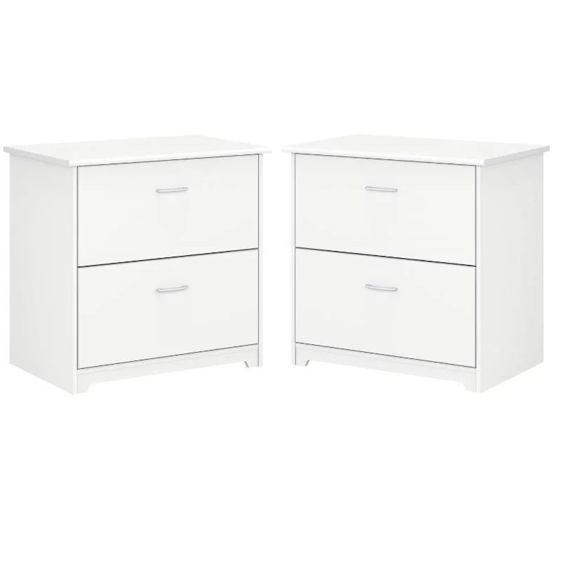 White 2 Drawer Wood Filing Cabinet Set of 2 Q96042