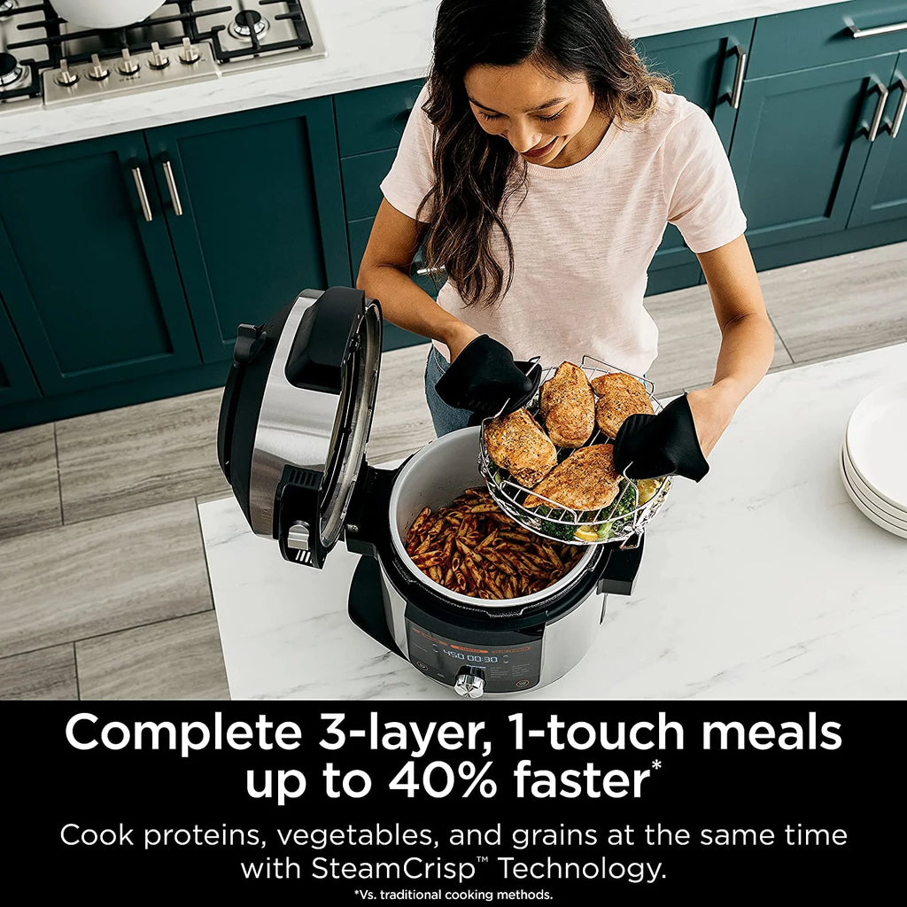 Open Box 8 Qt Pressure Cooker Steam Fryer with SmartLid Silver T22067