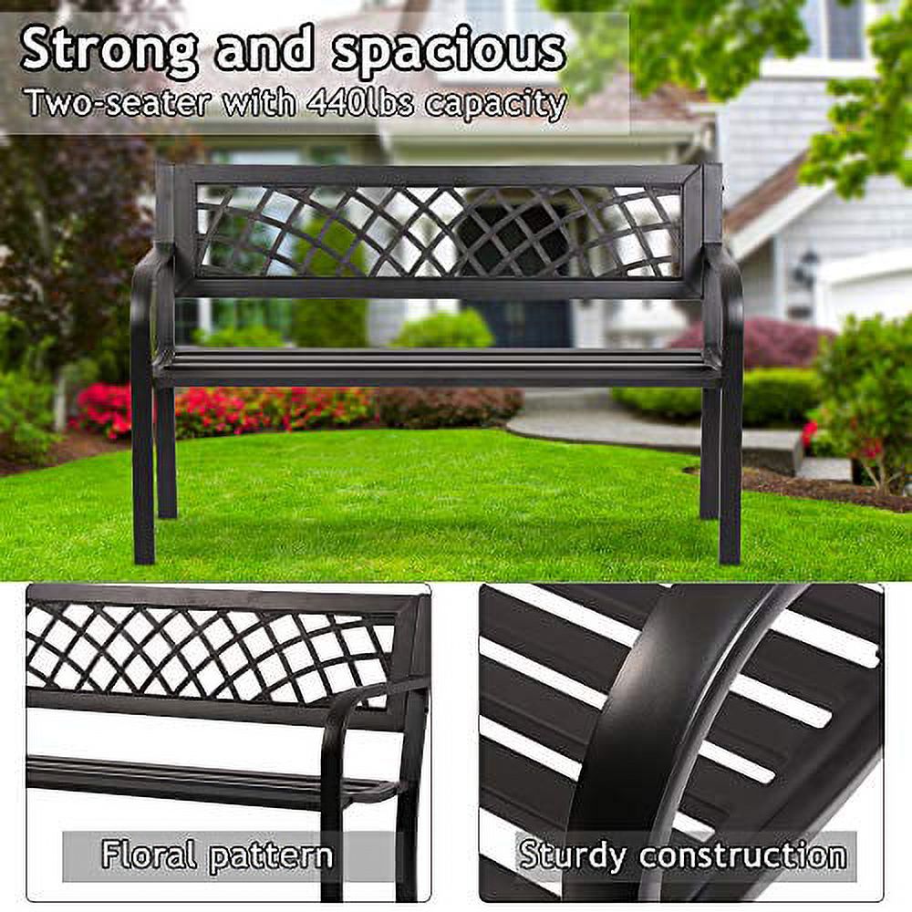 Black Cast Iron Outdoor Bench E7047