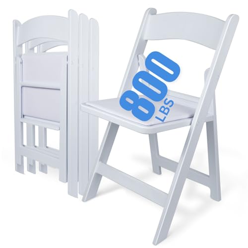 White 4 PCS Lightweight Resin Folding Chairs with Padding G1269