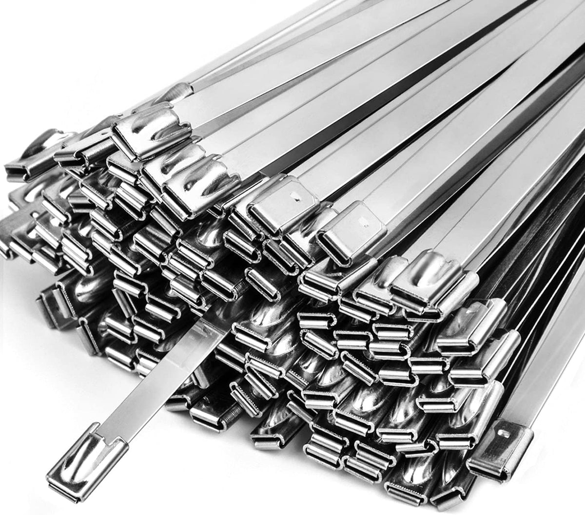 Metal Zip Ties, 100 Pcs 11.8 Inch, 304 Stainless Steel Cable Ties J441